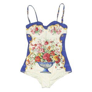 Dolce and Gabbana Blue and White Majolica Swimsuit Women's US Size: M